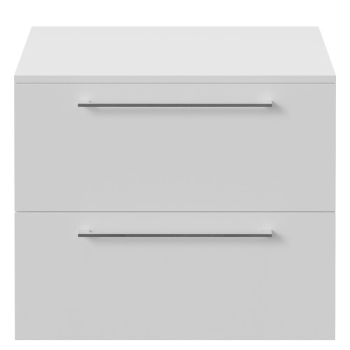 Napoli 460 Gloss White 600mm Wall Mounted 2 Drawer Vanity Unit for Countertop Basins Front View