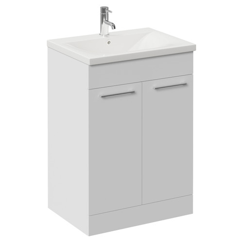Napoli 460 Gloss White 600mm 2 Door Vanity Unit with Glide Basin Left Hand View