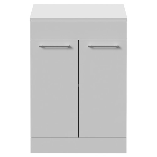 Napoli 460 Gloss White 600mm 2 Door Vanity Unit for Countertop Basins Front View