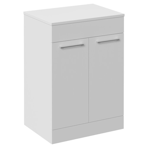 Napoli 460 Gloss White 600mm 2 Door Vanity Unit for Countertop Basins Left Hand View