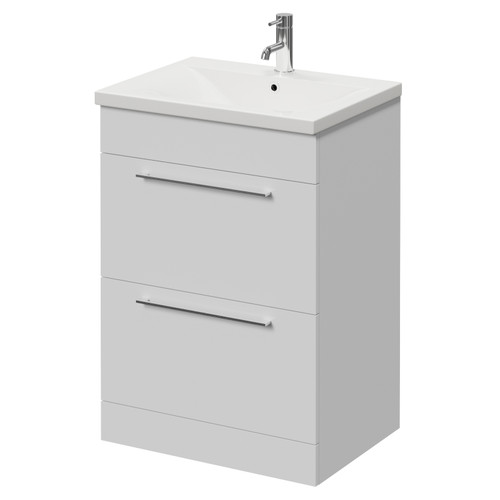 Napoli 460 Gloss White 600mm 2 Drawer Vanity Unit with Glide Basin Right Hand View