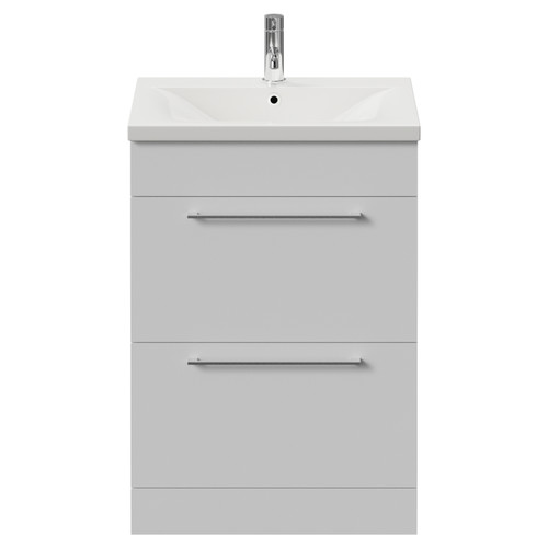 Napoli 460 Gloss White 600mm 2 Drawer Vanity Unit with Glide Basin Front View