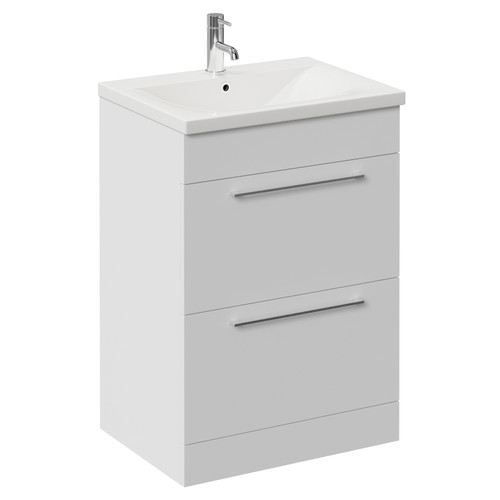 Napoli 460 Gloss White 600mm 2 Drawer Vanity Unit with Glide Basin Left Hand View