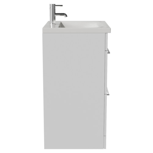 Napoli 460 Gloss White 600mm 2 Drawer Vanity Unit with Glide Basin Side View