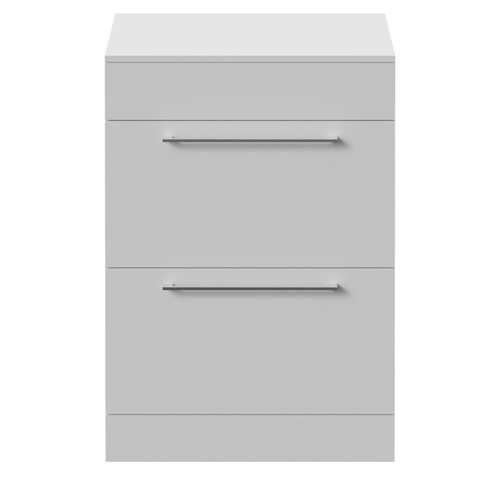 Napoli 460 Gloss White 600mm 2 Drawer Vanity Unit for Countertop Basins Front View