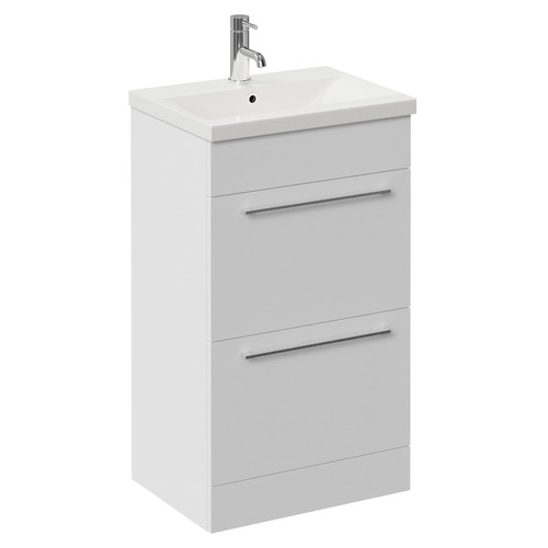 Napoli 390 Gloss White 500mm 2 Drawer Vanity Unit with Glide Basin Left Hand View
