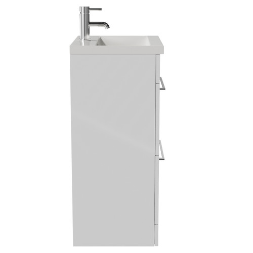Napoli 390 Gloss White 500mm 2 Drawer Vanity Unit with Glide Basin Side View
