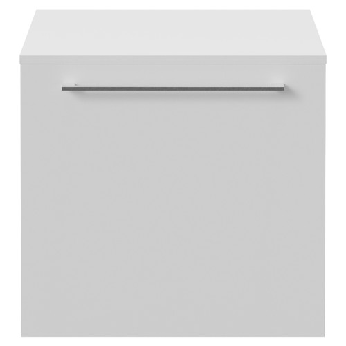 Napoli 390 Gloss White 500mm Wall Mounted Single Drawer Vanity Unit for Countertop Basins Front View