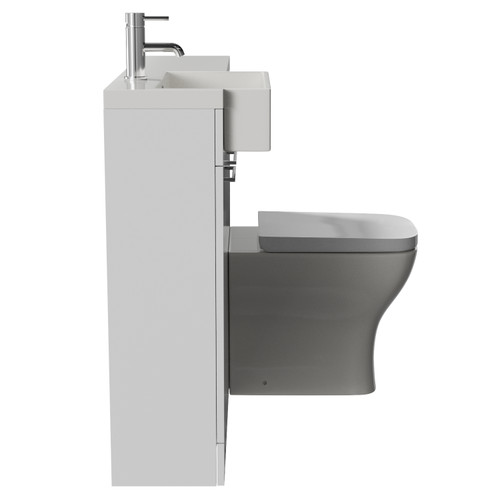 Napoli 250 Gloss White 1000mm 2 Door Vanity Unit Toilet Suite with Left Hand Square Rico Semi Recessed Basin Side View