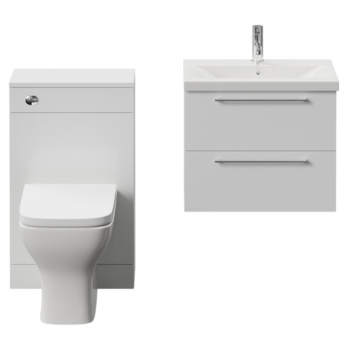 Napoli 390 Gloss White 1100mm Wall Mounted 2 Drawer Vanity Unit and Toilet Suite with Glide Basin Front View