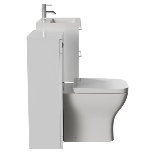 Napoli 390 Gloss White 1100mm Wall Mounted 2 Drawer Vanity Unit and Toilet Suite with Glide Basin Side View