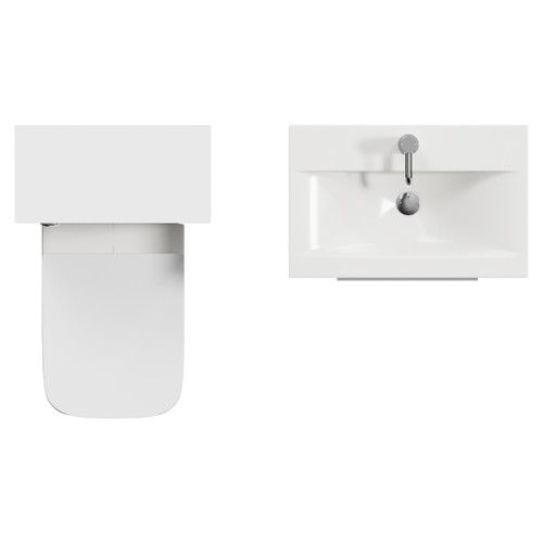 Napoli 390 Gloss White 1100mm Wall Mounted 2 Drawer Vanity Unit and Toilet Suite with Glide Basin Top View