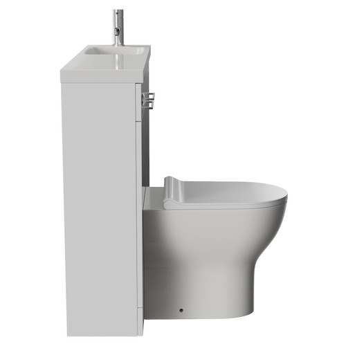 Napoli 250 Gloss White 1000mm 2 Door Vanity Unit Toilet Suite with Round Silvo Basin Side View