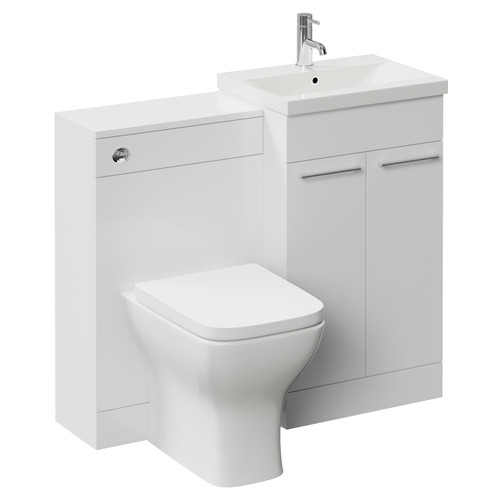 Napoli 390 Gloss White 1000mm 2 Door Vanity Unit Toilet Suite with Glide Basin Left Hand View