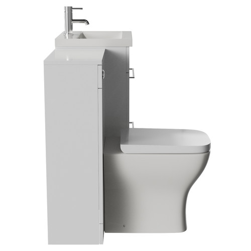 Napoli 390 Gloss White 1000mm 2 Drawer Vanity Unit Toilet Suite with Glide Basin Side View