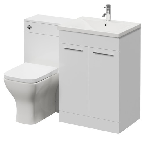 Napoli 460 Gloss White 1100mm 2 Door Vanity Unit Toilet Suite with Glide Basin Right Hand View