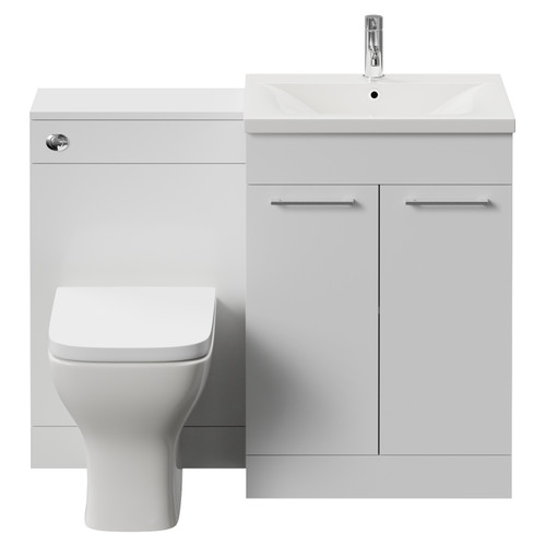 Napoli 460 Gloss White 1100mm 2 Door Vanity Unit Toilet Suite with Glide Basin Front View