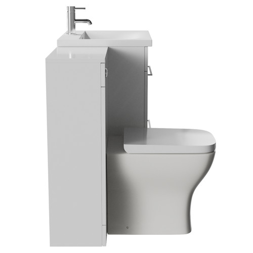 Napoli 460 Gloss White 1100mm 2 Drawer Vanity Unit Toilet Suite with Glide Basin Side View