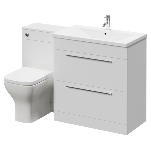 Napoli 460 Gloss White 1300mm 2 Drawer Vanity Unit Toilet Suite with Glide Basin Right Hand View