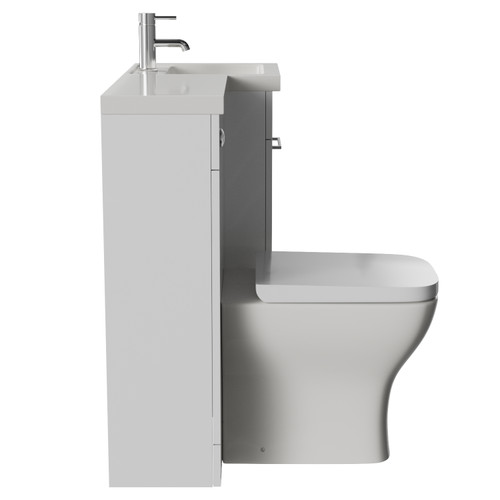 Napoli 390 Gloss White 900mm Single Door Vanity Unit Toilet Suite with Right Hand Square Lucia Basin Side View