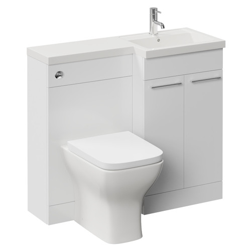 Napoli 390 Gloss White 1000mm 2 Door Vanity Unit Toilet Suite with Right Hand Square Lucia Basin Left Hand View