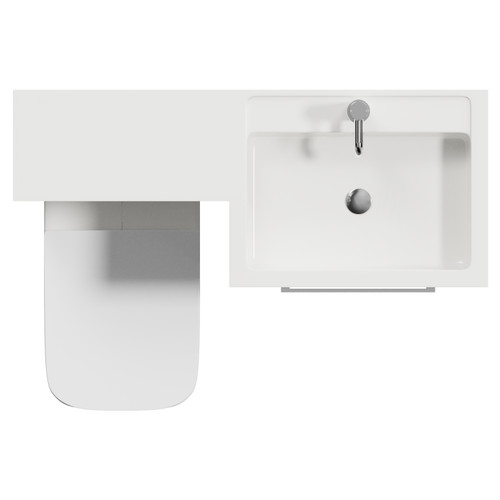 Napoli 460 Gloss White 1100mm 2 Drawer Vanity Unit Toilet Suite with Right Hand Square Lucia Basin Top View