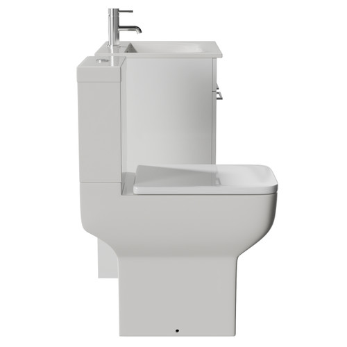 Napoli 460 Gloss White 600mm 2 Door Vanity Unit and Tacoma Comfort Height Toilet Suite with Angel Basin Side View