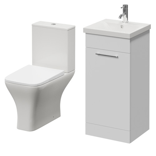 Napoli 390 Gloss White 400mm Single Door Vanity Unit and Kingston Toilet Suite with Glide Basin Right Hand View