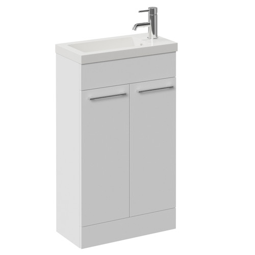 Napoli 250 Gloss White 500mm 2 Door Vanity Unit with Square Silvo Basin Left Hand View