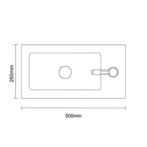 Napoli 250 Gloss White 500mm 2 Door Vanity Unit with Square Silvo Basin Top Down Dimensions
