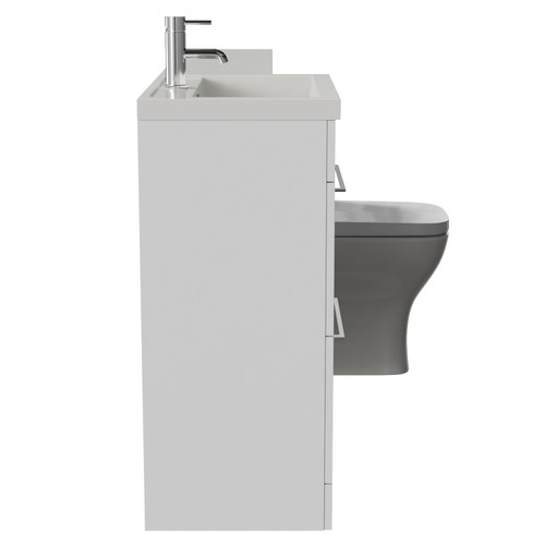Napoli 390 Gloss White 1500mm 2 Drawer Vanity Unit Toilet Suite with Left Hand Square Lucia Basin Side View
