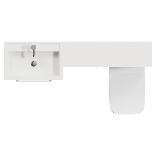 Napoli 390 Gloss White 1500mm 2 Drawer Vanity Unit Toilet Suite with Left Hand Square Lucia Basin Top View