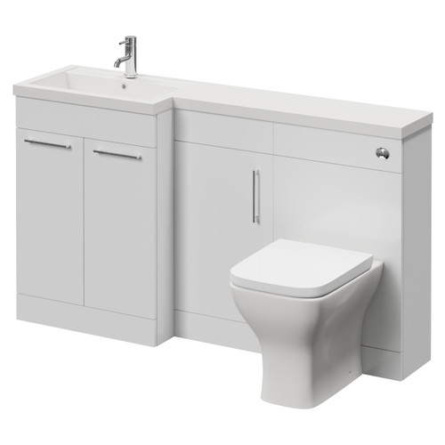 Napoli 390 Gloss White 1500mm 3 Door Vanity Unit Toilet Suite with Left Hand Square Lucia Basin Right Hand View
