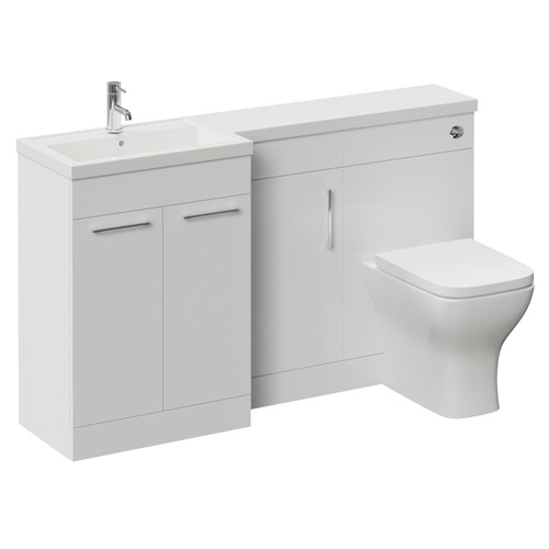 Napoli 390 Gloss White 1500mm 3 Door Vanity Unit Toilet Suite with Left Hand Square Lucia Basin Left Hand View