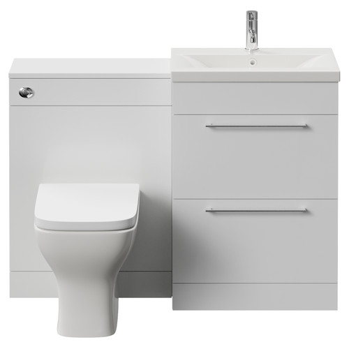 Napoli 390 Cento Gloss White 1200mm 2 Drawer Vanity Unit Toilet Suite with Glide Basin Front View