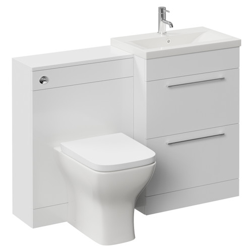 Napoli 390 Cento Gloss White 1200mm 2 Drawer Vanity Unit Toilet Suite with Glide Basin Left Hand View