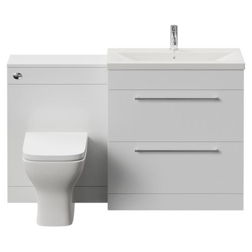 Napoli 390 Cento Gloss White 1400mm 2 Drawer Vanity Unit Toilet Suite with Glide Basin Front View