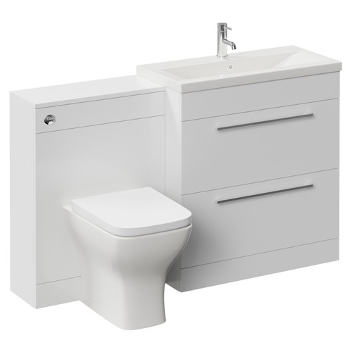 Napoli 390 Cento Gloss White 1400mm 2 Drawer Vanity Unit Toilet Suite with Glide Basin Left Hand View