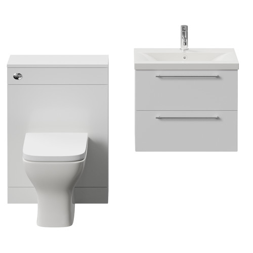 Napoli 390 Cento Gloss White 1200mm Wall Mounted 2 Drawer Vanity Unit and Toilet Suite with Glide Basin Front View