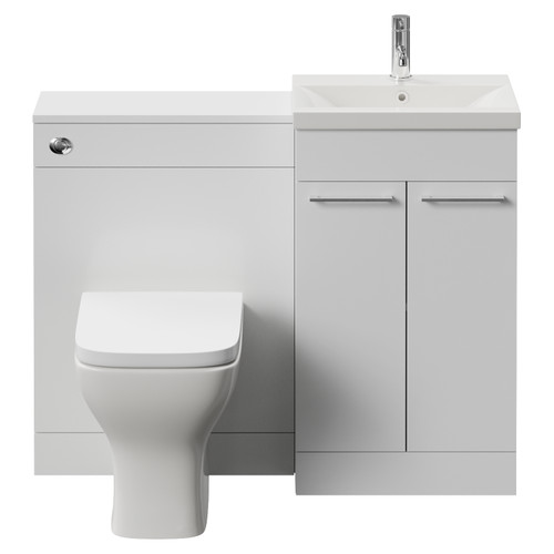Napoli 390 Cento Gloss White 1100mm 2 Door Vanity Unit Toilet Suite with Glide Basin Front View