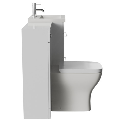 Napoli 390 Cento Gloss White 1100mm 2 Drawer Vanity Unit Toilet Suite with Glide Basin Side View