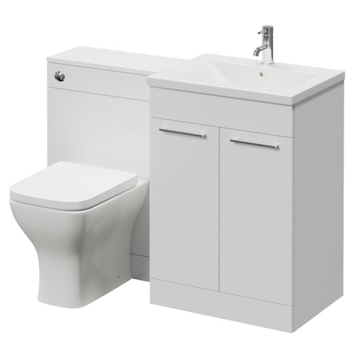 Napoli 460 Cento Gloss White 1200mm 2 Door Vanity Unit Toilet Suite with Glide Basin Right Hand View