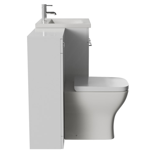 Napoli 460 Cento Gloss White 1200mm 2 Door Vanity Unit Toilet Suite with Glide Basin Side View