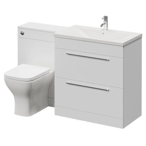 Napoli 460 Cento Gloss White 1400mm 2 Drawer Vanity Unit Toilet Suite with Glide Basin Right Hand View