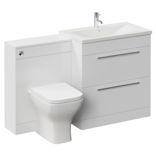 Napoli 460 Cento Gloss White 1400mm 2 Drawer Vanity Unit Toilet Suite with Glide Basin Left Hand View