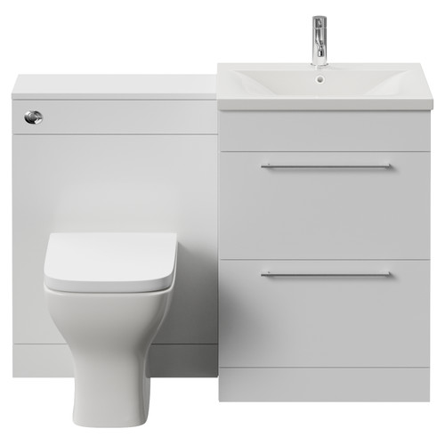 Napoli 460 Cento Gloss White 1200mm 2 Drawer Vanity Unit Toilet Suite with Glide Basin Front View