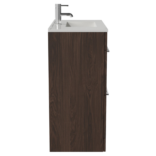 Napoli 390 Brown Oak 800mm 2 Drawer Vanity Unit with Angel Basin Side View