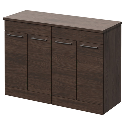 Napoli 460 Brown Oak 1200mm 4 Door Vanity Unit for Countertop Basins Right Hand View