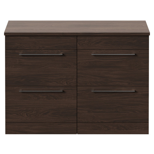 Napoli 460 Brown Oak 1200mm 4 Drawer Vanity Unit for Countertop Basins Front View
