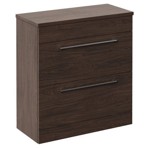 Napoli 390 Brown Oak 800mm 2 Drawer Vanity Unit for Countertop Basins Left Hand View